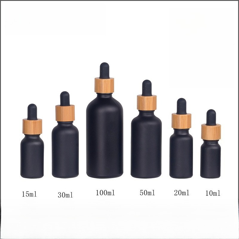 Juice Bottle Dropper - Bouteille d'huile essentielle noire mate, 5/10/15/20/30/50/100ml,