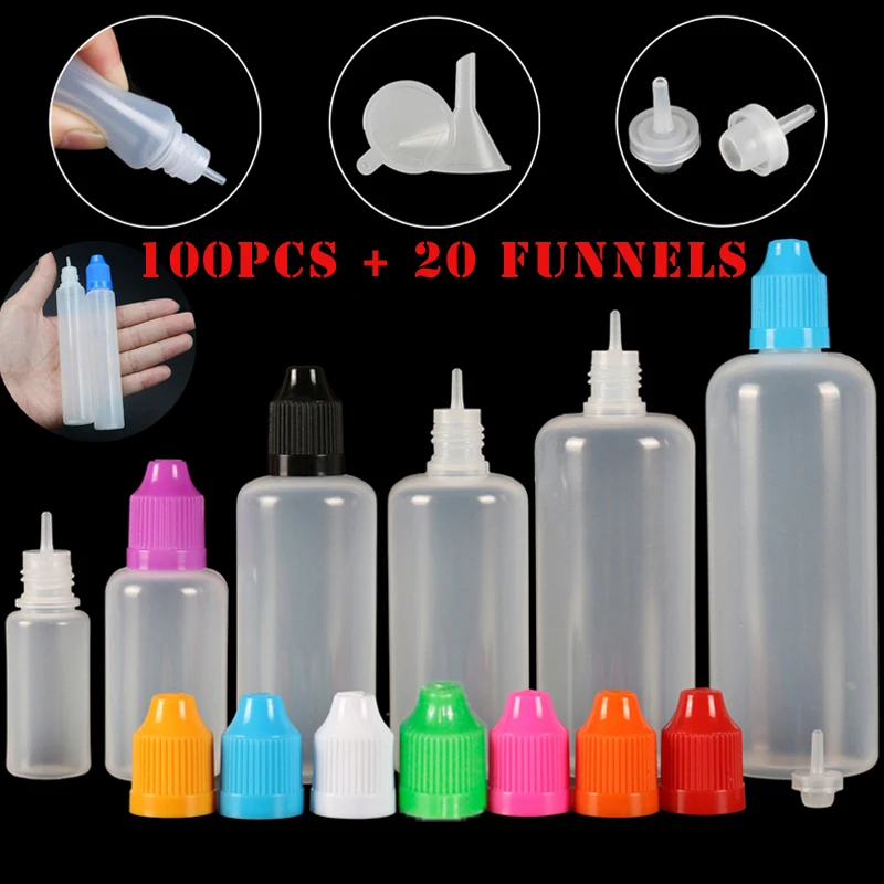 Juice Bottle Dropper - 100 pièces 3/5/10/15/20/30/50/100/120ml vide LDPE plastique